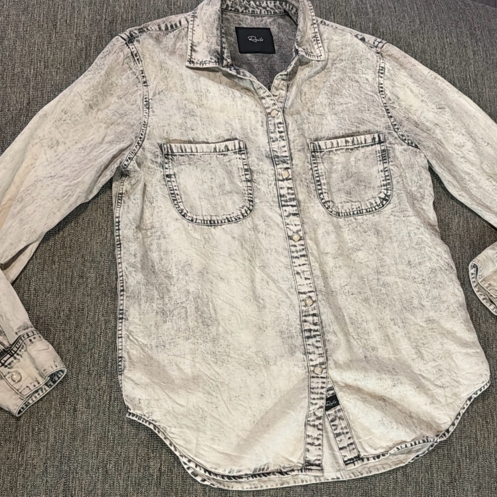 Rails Carter Stone Acid Wash Pearl Snap Button Down Size Small